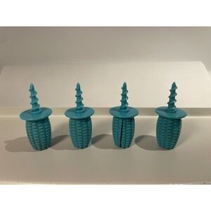 Set of 4 vintage Corn Cob Nob Holders blue Screw On Preowned